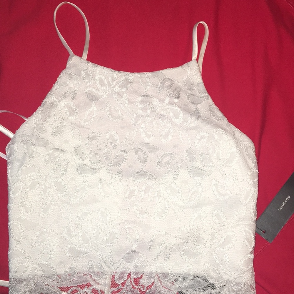 White two piece prom dress